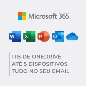 Microsoft 365 Original - 1TB de OneDrive - 5 Dispositivos - Softwares e Licenças