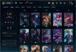 Conta platina 3 com 145 champs e 136 skins (1 Prestigio) - League of Legends LOL