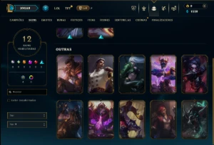 Ouro 1 com 40 Champs e 12 Skins - League of Legends LOL