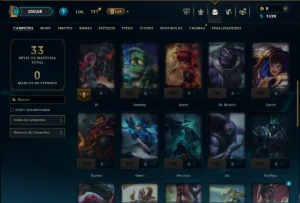 Ouro 1 com 40 Champs e 12 Skins - League of Legends LOL