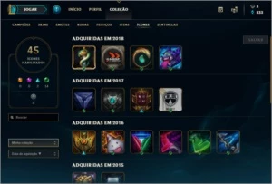 CONTA PLATINA 2, 46 CAMPEOES, 12 SKINS - League of Legends LOL