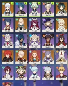 Conta AR50 com XIAO+AYAKA+KAZUHA+DILUC+JEAN+KEQING - Genshin Impact