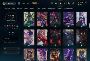 Esmeralda 4 com TODOS os Champs e 112 Skins ( MAIN SUP ) - League of Legends LOL