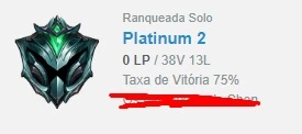 Conta de league of legends platina 2 com 75 de winrate LOL