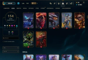 Platina 3 com TODOS os Champs e 154 Skins +13 Vitoriosas - League of Legends LOL