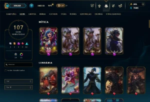 Prata 3 com TODOS os champs e 107 Skins + 3 Prestigios - League of Legends LOL