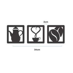 Kit 4 Peças Cantinho do Café em MDF Preto 30 cm - Artesanato e Personalizados