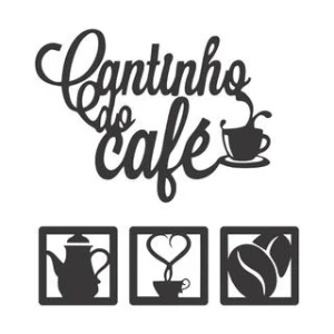 Kit 4 Peças Cantinho do Café em MDF Preto 30 cm