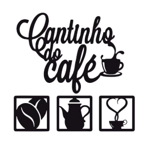 Kit 4 Peças Cantinho do Café em MDF Preto 30 cm - Artesanato e Personalizados