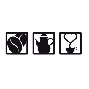 Kit 4 Peças Cantinho do Café em MDF Preto 30 cm - Artesanato e Personalizados