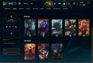 Ouro 4 com 30  Champs e 9 Skins + 5 Espolios - League of Legends LOL