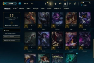 Ouro 4 com 30  Champs e 9 Skins + 5 Espolios - League of Legends LOL