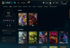 Platina 4 com 75 Champs e 46 Skins ( SUP / ADC / MID ) - League of Legends LOL
