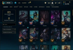 Platina 4 com 75 Champs e 46 Skins ( SUP / ADC / MID ) - League of Legends LOL