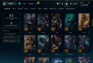 Platina 4 com 75 Champs e 46 Skins ( SUP / ADC / MID ) - League of Legends LOL