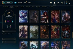 Conta Platina 2 com 95 Champs e 65 Skins - League of Legends LOL