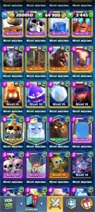 50 cartas full e 5 k gems - Clash Royale