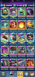 50 cartas full e 5 k gems - Clash Royale
