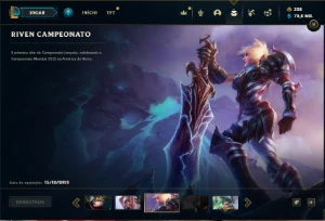 Conta ouro 4 com 558 Skins + 4 Raras + 20 Icones Raros - League of Legends LOL