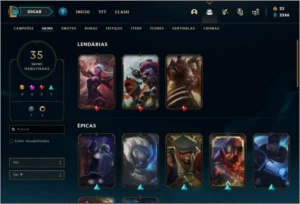 Conta ouro 4 com 35 skins e 97 champs - League of Legends LOL