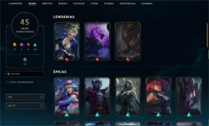 Conta Main Yasuo Caindo Com Plat 2 Menos 45 Skins - League of Legends LOL
