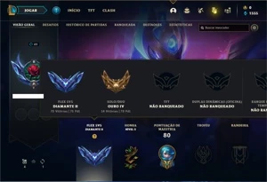 Conta diamante 2 ( FLEX ) com 75 PDL Com 27 Champs e 2 Skins - League of Legends LOL
