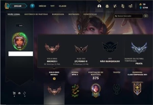 Conta bronze 1 com 121 Champs e 96 Skins - League of Legends LOL