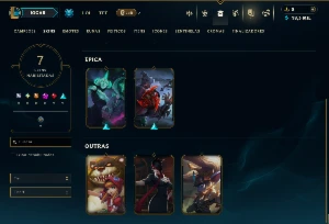 Diamante 4 com 35 Champs e 7 Skins - League of Legends LOL
