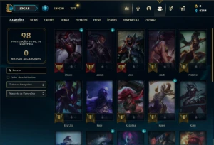 Unranked com 24 Champs e 9 Skins + 3 Vitoriosas - League of Legends LOL