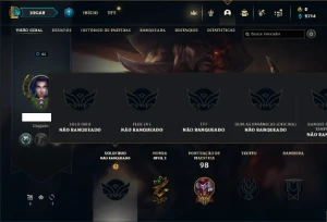 Unranked com 24 Champs e 9 Skins + 3 Vitoriosas - League of Legends LOL