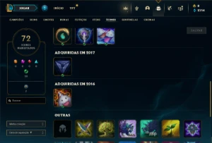 Unranked com 24 Champs e 9 Skins + 3 Vitoriosas - League of Legends LOL