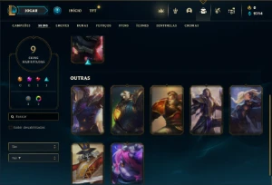 Unranked com 24 Champs e 9 Skins + 3 Vitoriosas - League of Legends LOL