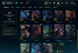 Unranked com 24 Champs e 9 Skins + 3 Vitoriosas - League of Legends LOL