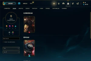 Unranked com 24 Champs e 9 Skins + 3 Vitoriosas - League of Legends LOL
