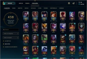 Conta LOL platina 3 + todos os champs + 170 skins - League of Legends