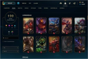 CONTA UNRANKED COM 120 SKINS E 133 CAMPEÕES - League of Legends LOL