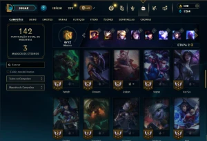 Unranked com 50 Champs e 12 Skins ( MAIN ADC ) - League of Legends LOL