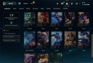Conta Mestre com 23 Champs e 1 Skin + 14 Fragmentos de skins - League of Legends LOL