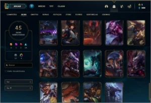 Conta prata 4 com 70 champs e 45 skins  (MAIN TOP / JG), - League of Legends LOL