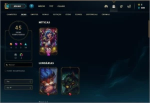 Conta prata 4 com 70 champs e 45 skins  (MAIN TOP / JG), - League of Legends LOL