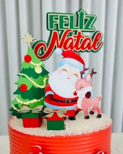 Natal 7 - Topo De Bolo Papai Noel E Rena - Studio