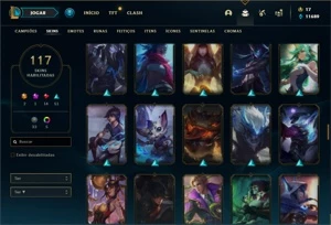 Conta bronze 1 com TODOS os champs e 117 Skins (Nivel 489) - League of Legends LOL