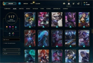 Conta bronze 1 com TODOS os champs e 117 Skins (Nivel 489) - League of Legends LOL