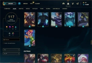 Conta bronze 1 com TODOS os champs e 117 Skins (Nivel 489) - League of Legends LOL