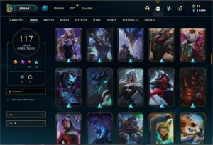 Conta bronze 1 com TODOS os champs e 117 Skins (Nivel 489) - League of Legends LOL