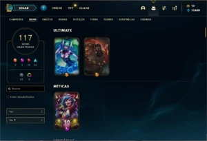 Conta bronze 1 com TODOS os champs e 117 Skins (Nivel 489) - League of Legends LOL