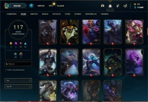 Conta bronze 1 com TODOS os champs e 117 Skins (Nivel 489) - League of Legends LOL