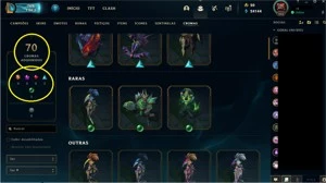 conta LoL league of legends  LVL 466 +129 SKINS