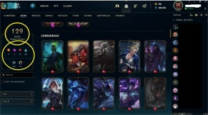 conta LoL league of legends  LVL 466 +129 SKINS