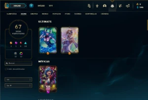 Diamante 1 com 130 Champs e 67 Skins + 12 Cromas - League of Legends LOL